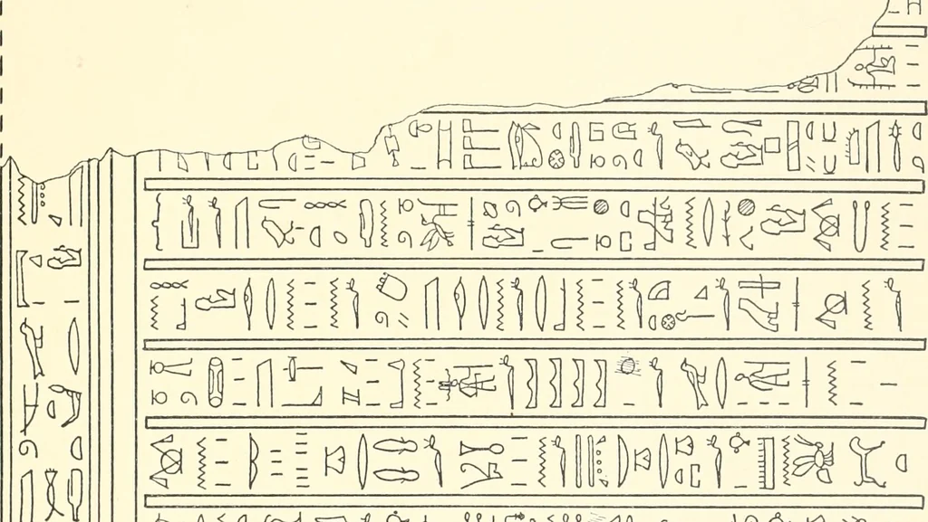 An illustration from Catalogue des monuments et inscriptions de l'Égypte antique / publié sous les auspices de S.A. Abbas II Helmi par la direction générale du Service des antiquités [de l'Égypte] ; par J. de Morgan, U. Bouriant, G. Legrain, G. Jéquier, A. Barsanti, 1894, leaf 126