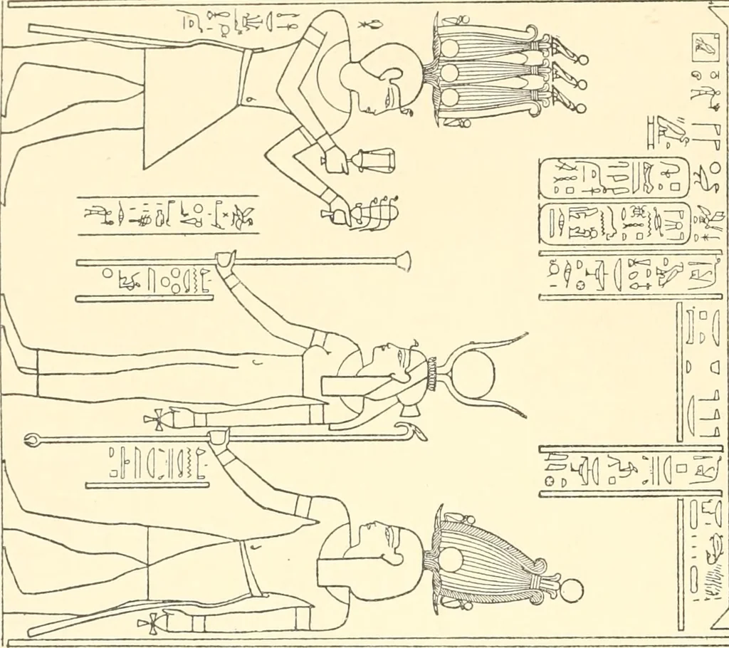 An illustration from Catalogue des monuments et inscriptions de l'Égypte antique / publié sous les auspices de S.A. Abbas II Helmi par la direction générale du Service des antiquités [de l'Égypte] ; par J. de Morgan, U. Bouriant, G. Legrain, G. Jéquier, A. Barsanti, 1894, leaf 15