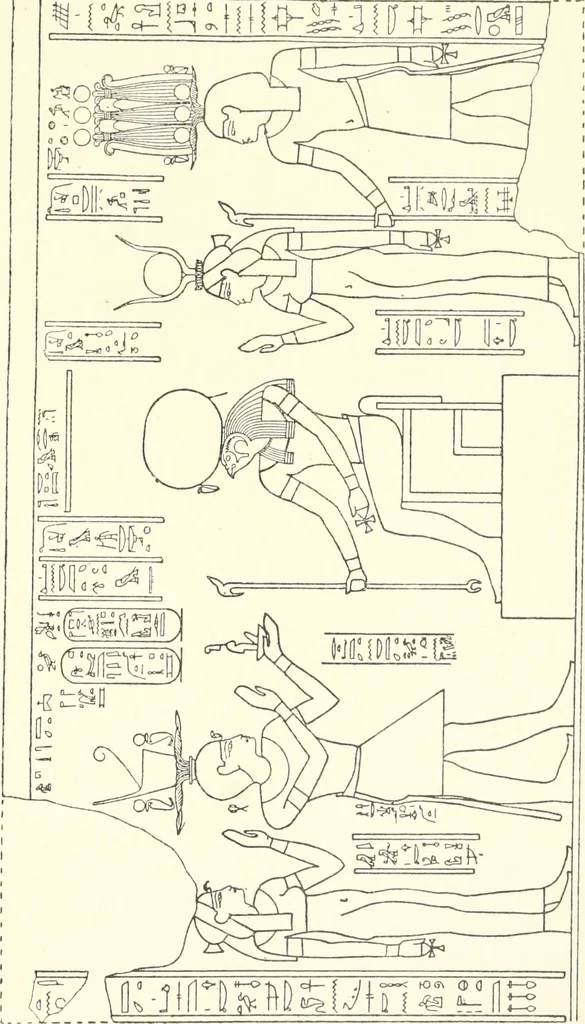 An illustration from Catalogue des monuments et inscriptions de l'Égypte antique / publié sous les auspices de S.A. Abbas II Helmi par la direction générale du Service des antiquités [de l'Égypte] ; par J. de Morgan, U. Bouriant, G. Legrain, G. Jéquier, A. Barsanti, 1894, leaf 18
