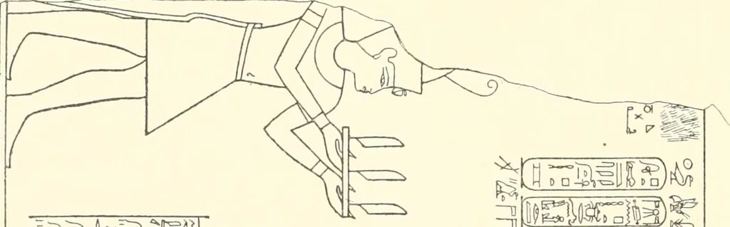An illustration from Catalogue des monuments et inscriptions de l'Égypte antique / publié sous les auspices de S.A. Abbas II Helmi par la direction générale du Service des antiquités [de l'Égypte] ; par J. de Morgan, U. Bouriant, G. Legrain, G. Jéquier, A. Barsanti, 1894, leaf 27