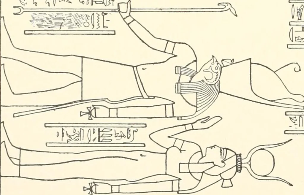An illustration from Catalogue des monuments et inscriptions de l'Égypte antique / publié sous les auspices de S.A. Abbas II Helmi par la direction générale du Service des antiquités [de l'Égypte] ; par J. de Morgan, U. Bouriant, G. Legrain, G. Jéquier, A. Barsanti, 1894, leaf 27