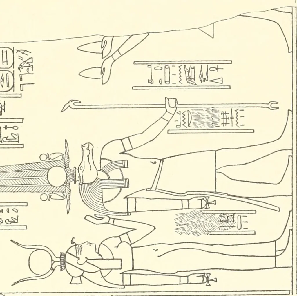 An illustration from Catalogue des monuments et inscriptions de l'Égypte antique / publié sous les auspices de S.A. Abbas II Helmi par la direction générale du Service des antiquités [de l'Égypte] ; par J. de Morgan, U. Bouriant, G. Legrain, G. Jéquier, A. Barsanti, 1894, leaf 28