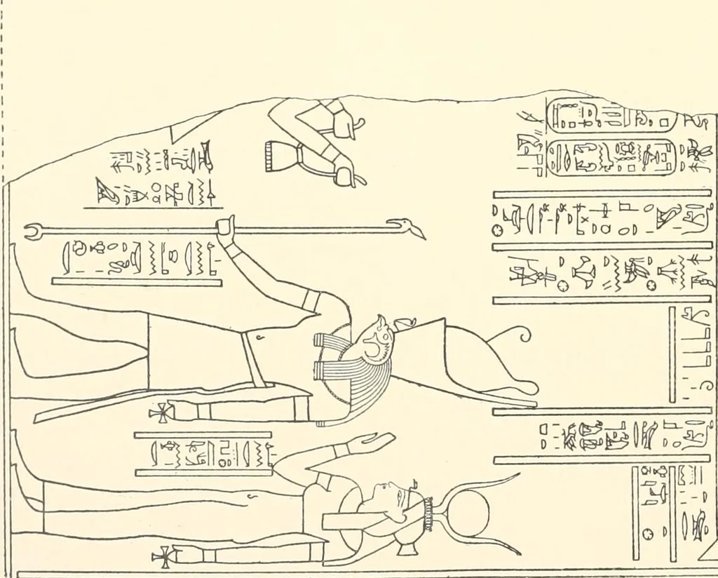 An illustration from Catalogue des monuments et inscriptions de l'Égypte antique / publié sous les auspices de S.A. Abbas II Helmi par la direction générale du Service des antiquités [de l'Égypte] ; par J. de Morgan, U. Bouriant, G. Legrain, G. Jéquier, A. Barsanti, 1894, leaf 29