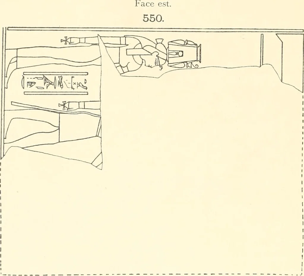 An illustration from Catalogue des monuments et inscriptions de l'Égypte antique / publié sous les auspices de S.A. Abbas II Helmi par la direction générale du Service des antiquités [de l'Égypte] ; par J. de Morgan, U. Bouriant, G. Legrain, G. Jéquier, A. Barsanti, 1894, leaf 31
