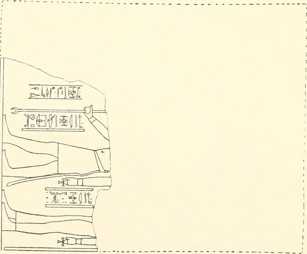 An illustration from Catalogue des monuments et inscriptions de l'Égypte antique / publié sous les auspices de S.A. Abbas II Helmi par la direction générale du Service des antiquités [de l'Égypte] ; par J. de Morgan, U. Bouriant, G. Legrain, G. Jéquier, A. Barsanti, 1894, leaf 31