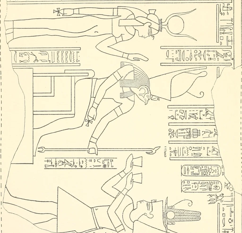 An illustration from Catalogue des monuments et inscriptions de l'Égypte antique / publié sous les auspices de S.A. Abbas II Helmi par la direction générale du Service des antiquités [de l'Égypte] ; par J. de Morgan, U. Bouriant, G. Legrain, G. Jéquier, A. Barsanti, 1894, leaf 33
