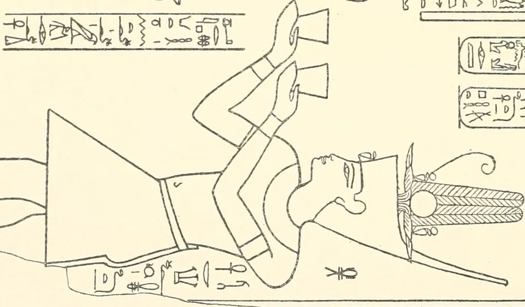 An illustration from Catalogue des monuments et inscriptions de l'Égypte antique / publié sous les auspices de S.A. Abbas II Helmi par la direction générale du Service des antiquités [de l'Égypte] ; par J. de Morgan, U. Bouriant, G. Legrain, G. Jéquier, A. Barsanti, 1894, leaf 33
