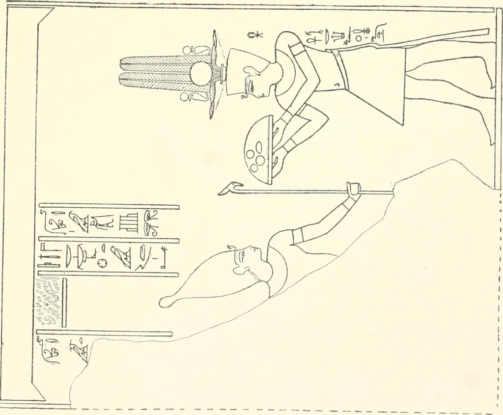 An illustration from Catalogue des monuments et inscriptions de l'Égypte antique / publié sous les auspices de S.A. Abbas II Helmi par la direction générale du Service des antiquités [de l'Égypte] ; par J. de Morgan, U. Bouriant, G. Legrain, G. Jéquier, A. Barsanti, 1894, leaf 34