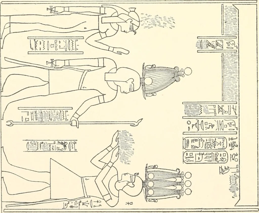 An illustration from Catalogue des monuments et inscriptions de l'Égypte antique / publié sous les auspices de S.A. Abbas II Helmi par la direction générale du Service des antiquités [de l'Égypte] ; par J. de Morgan, U. Bouriant, G. Legrain, G. Jéquier, A. Barsanti, 1894, leaf 35