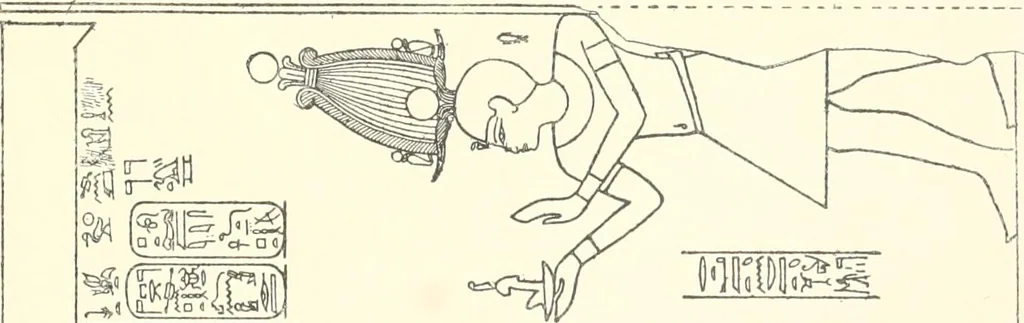 An illustration from Catalogue des monuments et inscriptions de l'Égypte antique / publié sous les auspices de S.A. Abbas II Helmi par la direction générale du Service des antiquités [de l'Égypte] ; par J. de Morgan, U. Bouriant, G. Legrain, G. Jéquier, A. Barsanti, 1894, leaf 38