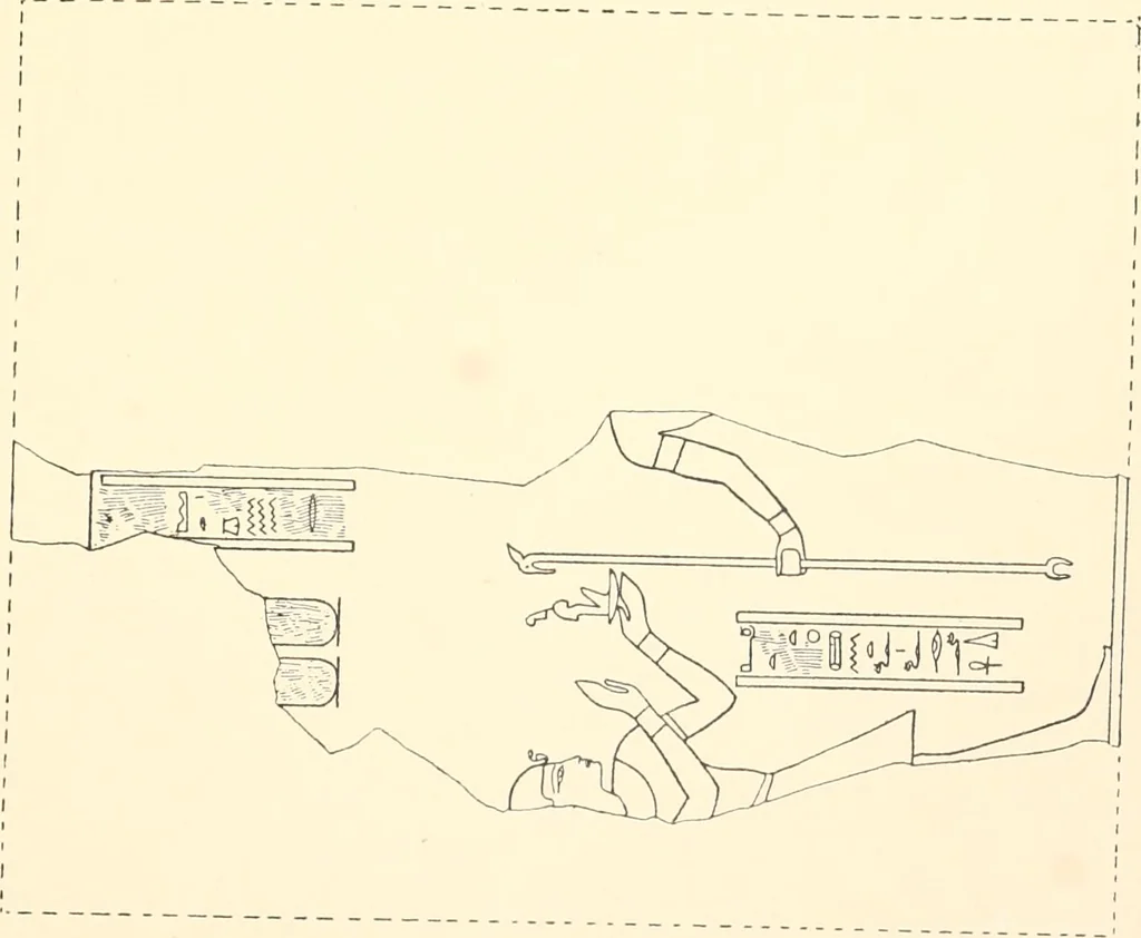 An illustration from Catalogue des monuments et inscriptions de l'Égypte antique / publié sous les auspices de S.A. Abbas II Helmi par la direction générale du Service des antiquités [de l'Égypte] ; par J. de Morgan, U. Bouriant, G. Legrain, G. Jéquier, A. Barsanti, 1894, leaf 42