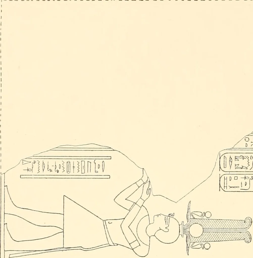 An illustration from Catalogue des monuments et inscriptions de l'Égypte antique / publié sous les auspices de S.A. Abbas II Helmi par la direction générale du Service des antiquités [de l'Égypte] ; par J. de Morgan, U. Bouriant, G. Legrain, G. Jéquier, A. Barsanti, 1894, leaf 43