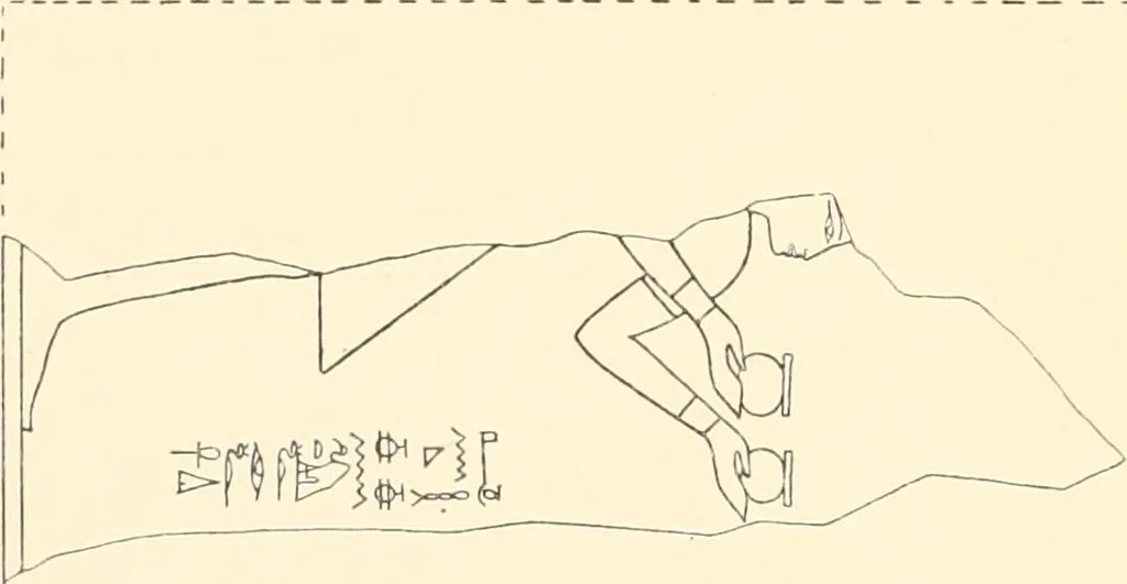 An illustration from Catalogue des monuments et inscriptions de l'Égypte antique / publié sous les auspices de S.A. Abbas II Helmi par la direction générale du Service des antiquités [de l'Égypte] ; par J. de Morgan, U. Bouriant, G. Legrain, G. Jéquier, A. Barsanti, 1894, leaf 43