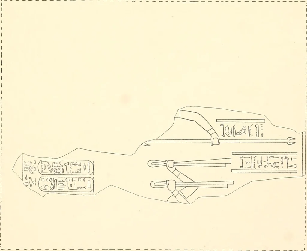 An illustration from Catalogue des monuments et inscriptions de l'Égypte antique / publié sous les auspices de S.A. Abbas II Helmi par la direction générale du Service des antiquités [de l'Égypte] ; par J. de Morgan, U. Bouriant, G. Legrain, G. Jéquier, A. Barsanti, 1894, leaf 44