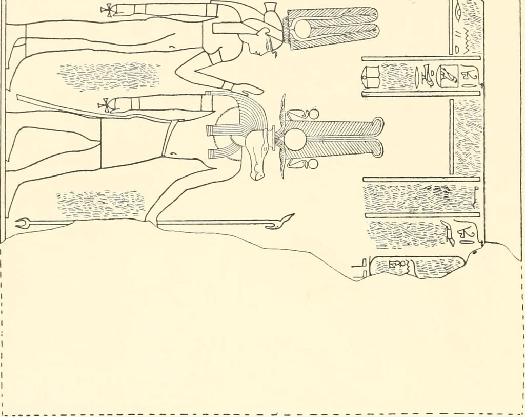 An illustration from Catalogue des monuments et inscriptions de l'Égypte antique / publié sous les auspices de S.A. Abbas II Helmi par la direction générale du Service des antiquités [de l'Égypte] ; par J. de Morgan, U. Bouriant, G. Legrain, G. Jéquier, A. Barsanti, 1894, leaf 49