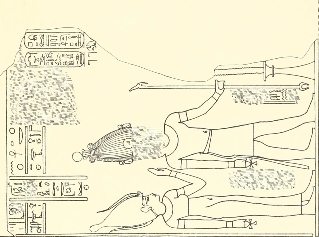 An illustration from Catalogue des monuments et inscriptions de l'Égypte antique / publié sous les auspices de S.A. Abbas II Helmi par la direction générale du Service des antiquités [de l'Égypte] ; par J. de Morgan, U. Bouriant, G. Legrain, G. Jéquier, A. Barsanti, 1894, leaf 50
