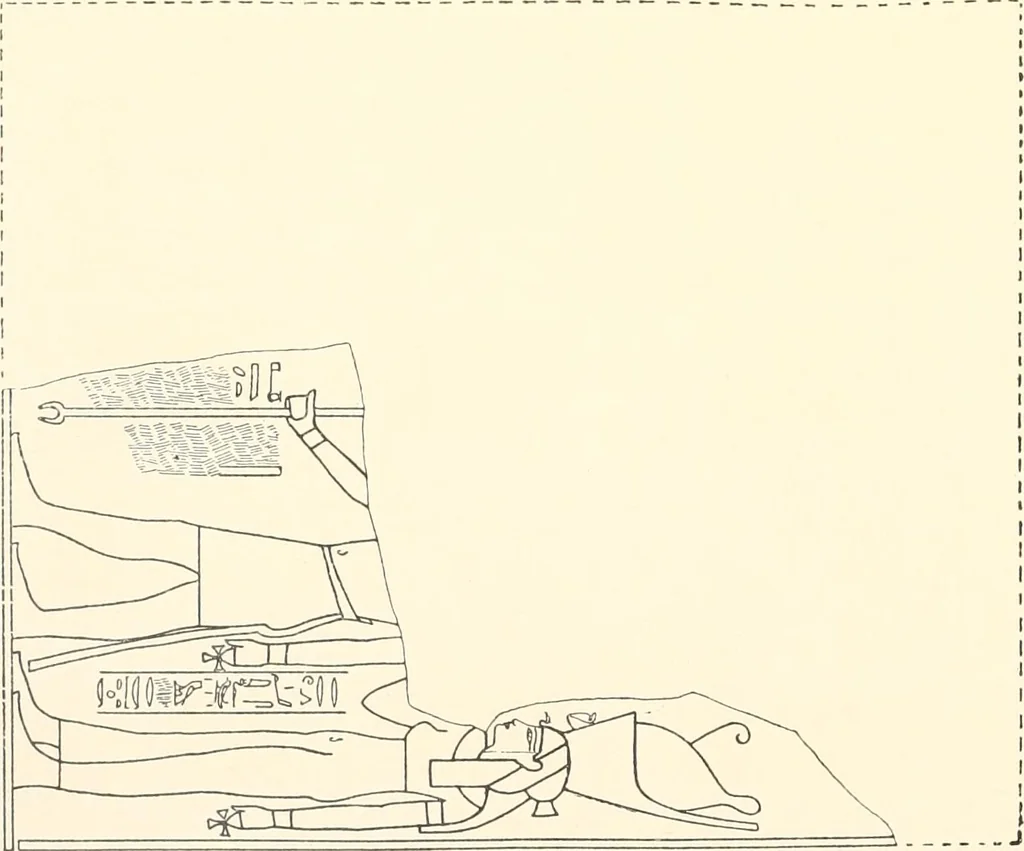 An illustration from Catalogue des monuments et inscriptions de l'Égypte antique / publié sous les auspices de S.A. Abbas II Helmi par la direction générale du Service des antiquités [de l'Égypte] ; par J. de Morgan, U. Bouriant, G. Legrain, G. Jéquier, A. Barsanti, 1894, leaf 51