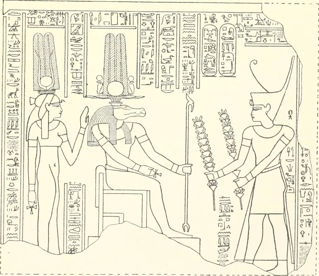 An illustration from Catalogue des monuments et inscriptions de l'Égypte antique / publié sous les auspices de S.A. Abbas II Helmi par la direction générale du Service des antiquités [de l'Égypte] ; par J. de Morgan, U. Bouriant, G. Legrain, G. Jéquier, A. Barsanti, 1894, leaf 52