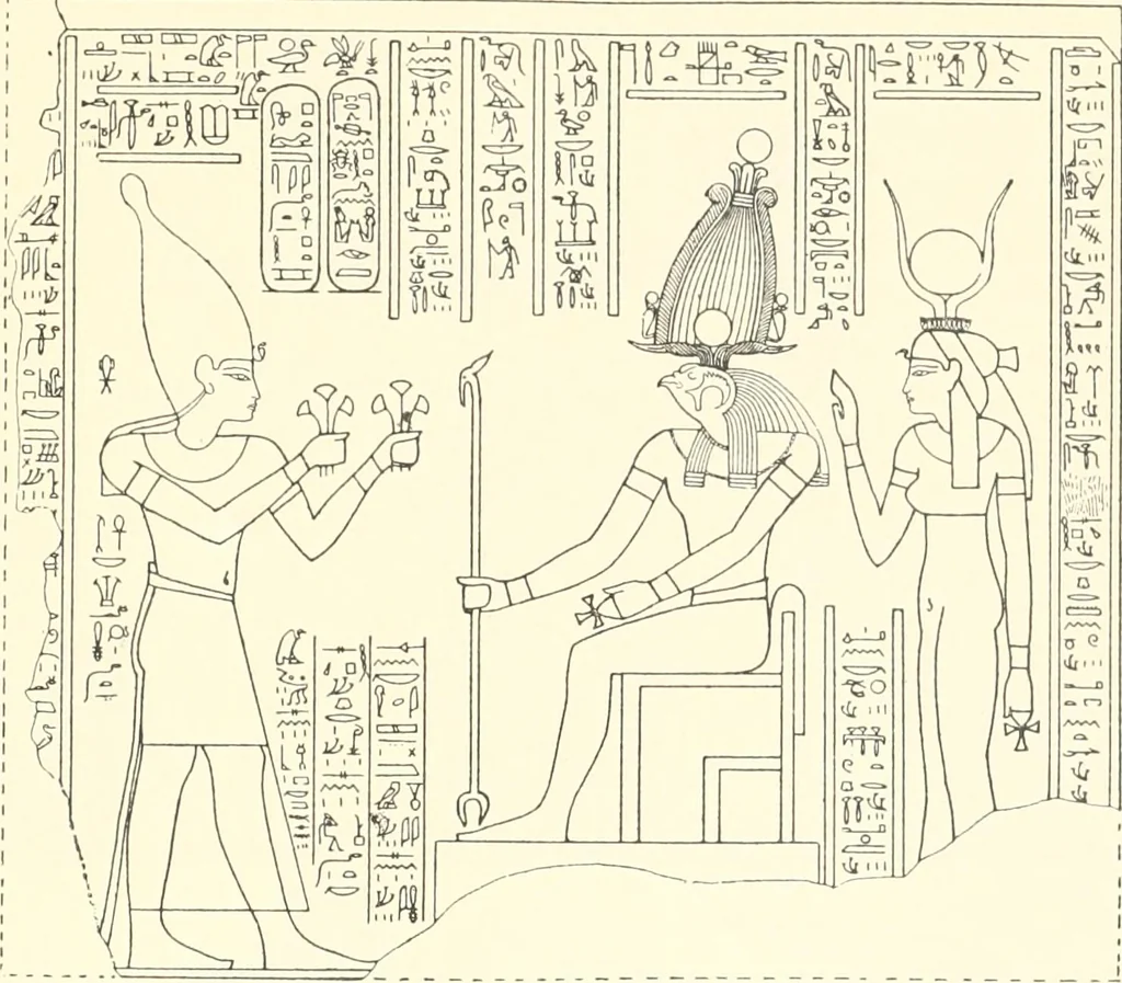 An illustration from Catalogue des monuments et inscriptions de l'Égypte antique / publié sous les auspices de S.A. Abbas II Helmi par la direction générale du Service des antiquités [de l'Égypte] ; par J. de Morgan, U. Bouriant, G. Legrain, G. Jéquier, A. Barsanti, 1894, leaf 52