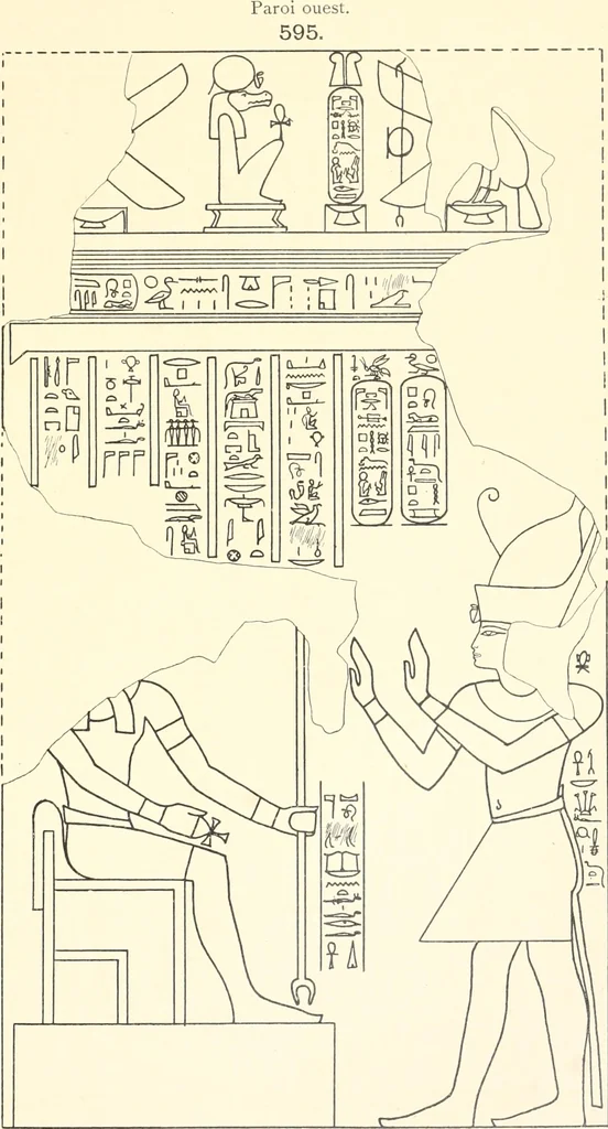 An illustration from Catalogue des monuments et inscriptions de l'Égypte antique / publié sous les auspices de S.A. Abbas II Helmi par la direction générale du Service des antiquités [de l'Égypte] ; par J. de Morgan, U. Bouriant, G. Legrain, G. Jéquier, A. Barsanti, 1894, leaf 58