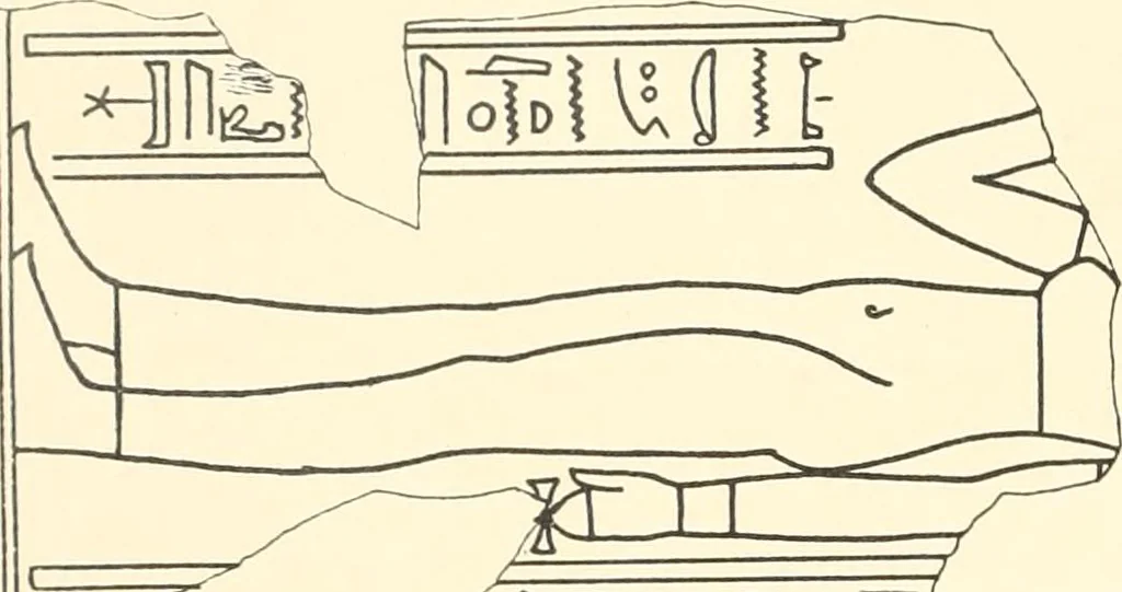 An illustration from Catalogue des monuments et inscriptions de l'Égypte antique / publié sous les auspices de S.A. Abbas II Helmi par la direction générale du Service des antiquités [de l'Égypte] ; par J. de Morgan, U. Bouriant, G. Legrain, G. Jéquier, A. Barsanti, 1894, leaf 65