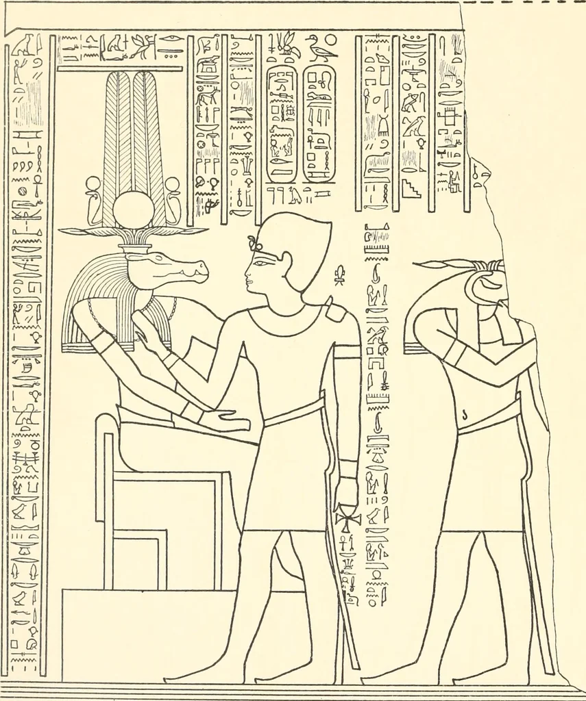 An illustration from Catalogue des monuments et inscriptions de l'Égypte antique / publié sous les auspices de S.A. Abbas II Helmi par la direction générale du Service des antiquités [de l'Égypte] ; par J. de Morgan, U. Bouriant, G. Legrain, G. Jéquier, A. Barsanti, 1894, leaf 71