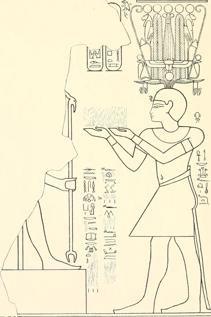An illustration from Catalogue des monuments et inscriptions de l'Égypte antique / publié sous les auspices de S.A. Abbas II Helmi par la direction générale du Service des antiquités [de l'Égypte] ; par J. de Morgan, U. Bouriant, G. Legrain, G. Jéquier, A. Barsanti, 1894, leaf 73