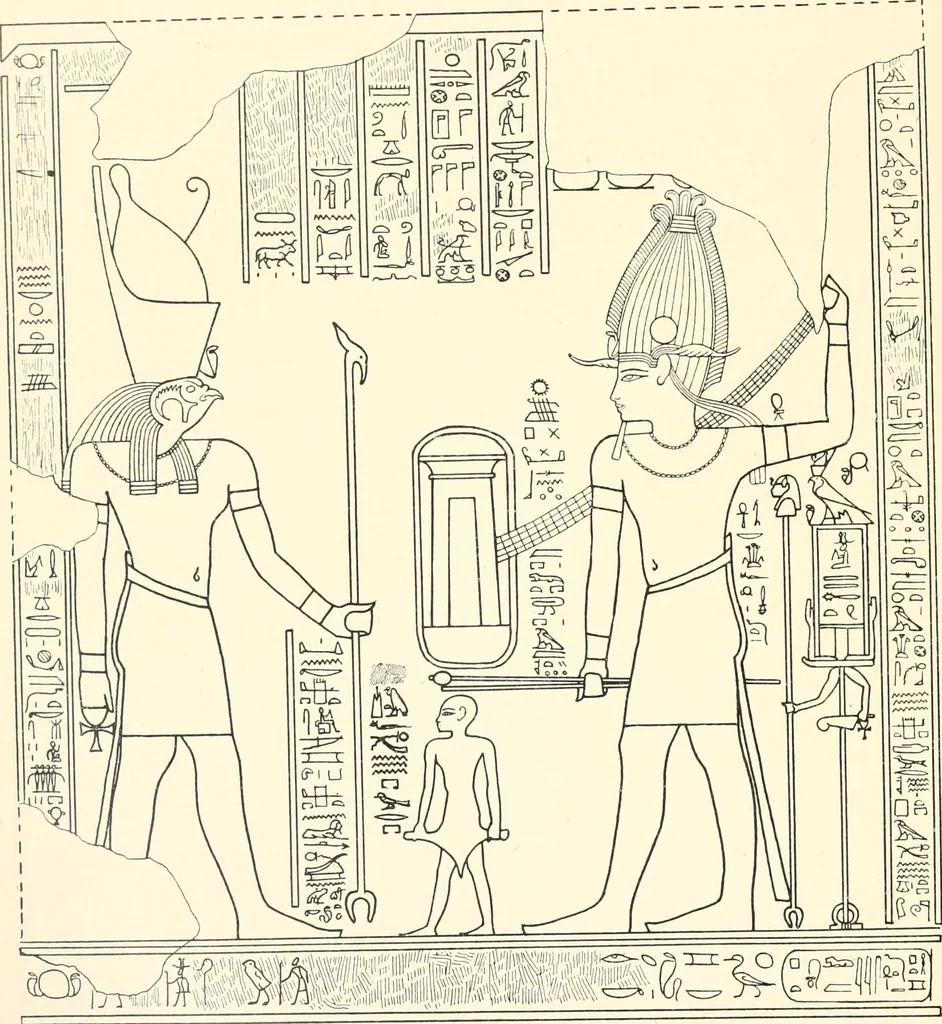 An illustration from Catalogue des monuments et inscriptions de l'Égypte antique / publié sous les auspices de S.A. Abbas II Helmi par la direction générale du Service des antiquités [de l'Égypte] ; par J. de Morgan, U. Bouriant, G. Legrain, G. Jéquier, A. Barsanti, 1894, leaf 75