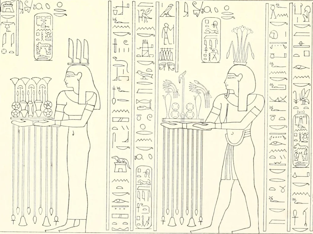An illustration from Catalogue des monuments et inscriptions de l'Égypte antique / publié sous les auspices de S.A. Abbas II Helmi par la direction générale du Service des antiquités [de l'Égypte] ; par J. de Morgan, U. Bouriant, G. Legrain, G. Jéquier, A. Barsanti, 1894, leaf 80
