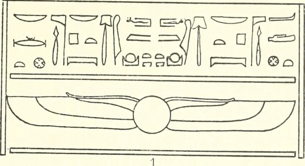 An illustration from Catalogue des monuments et inscriptions de l'Égypte antique / publié sous les auspices de S.A. Abbas II Helmi par la direction générale du Service des antiquités [de l'Égypte] ; par J. de Morgan, U. Bouriant, G. Legrain, G. Jéquier, A. Barsanti, 1894, leaf 88