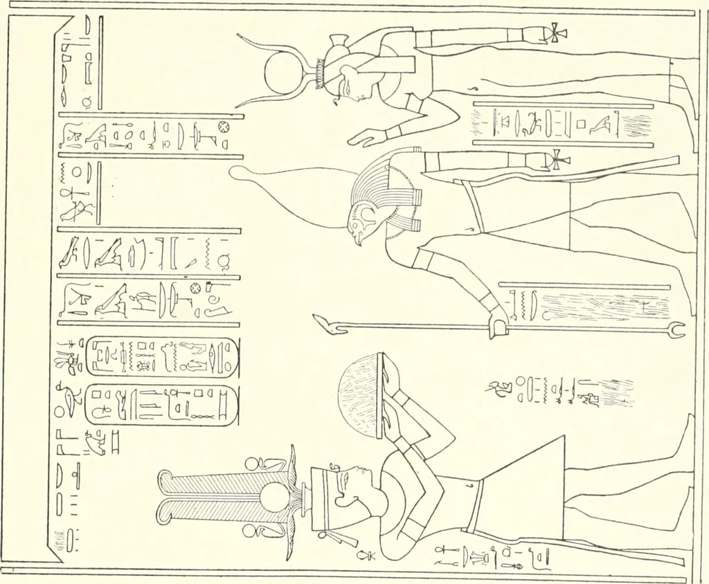 An illustration from Catalogue des monuments et inscriptions de l'Égypte antique / publié sous les auspices de S.A. Abbas II Helmi par la direction générale du Service des antiquités [de l'Égypte] ; par J. de Morgan, U. Bouriant, G. Legrain, G. Jéquier, A. Barsanti, 1894, leaf 94