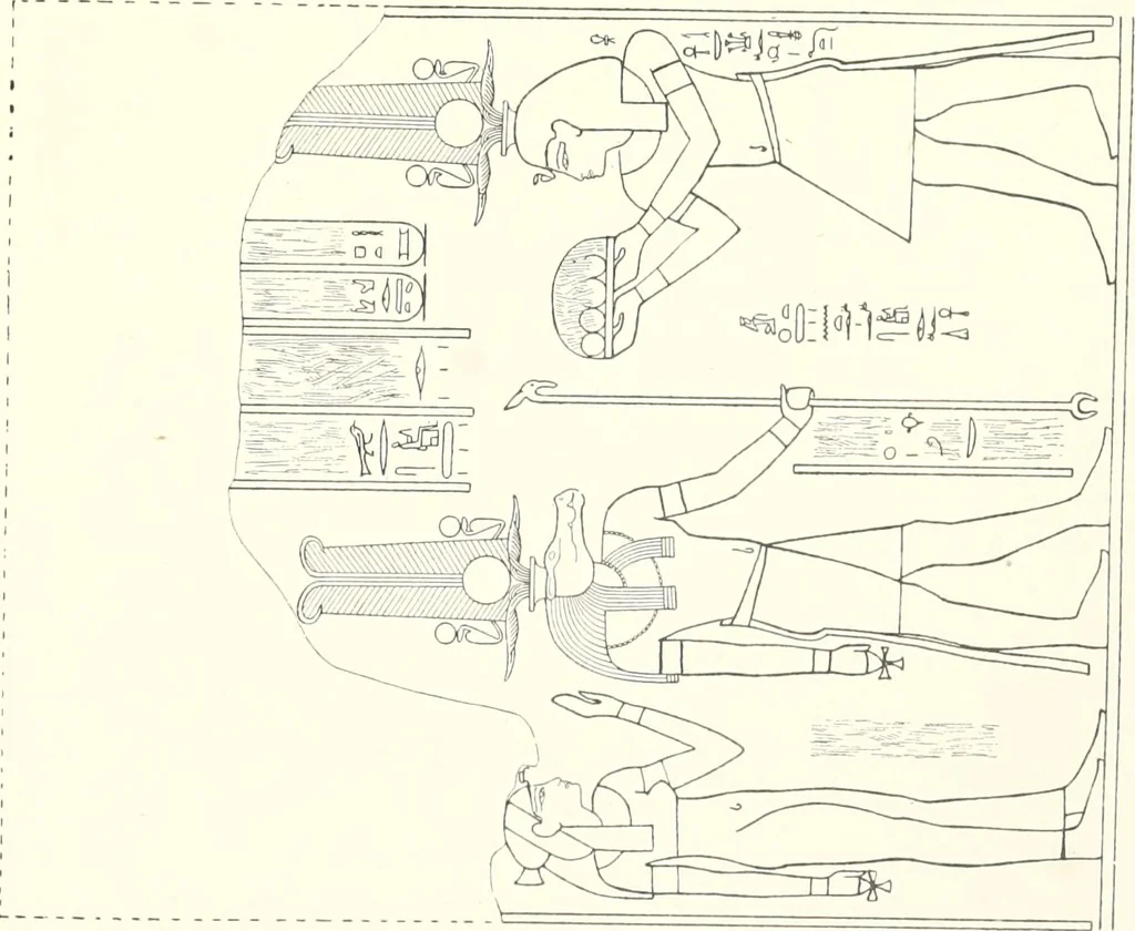 An illustration from Catalogue des monuments et inscriptions de l'Égypte antique / publié sous les auspices de S.A. Abbas II Helmi par la direction générale du Service des antiquités [de l'Égypte] ; par J. de Morgan, U. Bouriant, G. Legrain, G. Jéquier, A. Barsanti, 1894, leaf 94