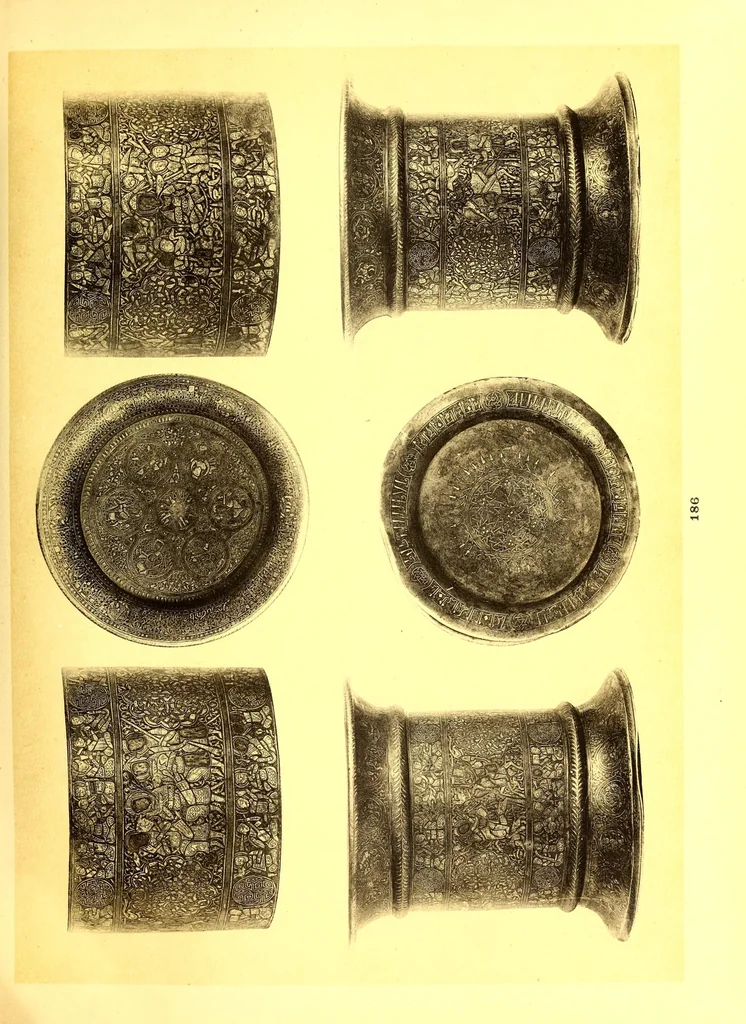 An illustration from Catalogue des objets d'art et de haute curiosite de l'antiquite, du moyen age, de la renaissance et autres faiences italienneres emaillees des Robbia, porcelaines de saxe, iboires - objets varies - bijoux, bois sculptes, marbres, pierres, terres cuites, bronzes Italiens, sculptures Egyptinnes et Grecques en marbre, terres cuites et bronzes greos et romains, faiences orientales: importante serie de rhages, manuscrits persans, sculptures et peintures Chinoises bronze de mossoul, tableaux anciens .., 1914, leaf 159