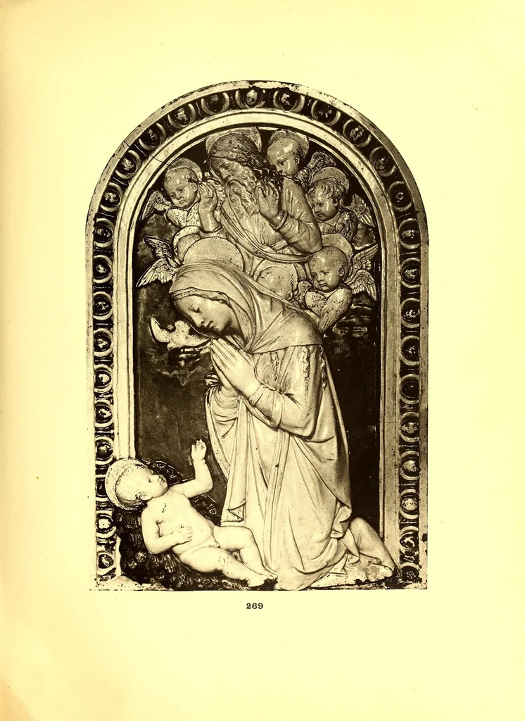 An illustration from Catalogue des objets d'art et de haute curiosite de l'antiquite, du moyen age, de la renaissance et autres faiences italienneres emaillees des Robbia, porcelaines de saxe, iboires - objets varies - bijoux, bois sculptes, marbres, pierres, terres cuites, bronzes Italiens, sculptures Egyptinnes et Grecques en marbre, terres cuites et bronzes greos et romains, faiences orientales: importante serie de rhages, manuscrits persans, sculptures et peintures Chinoises bronze de mossoul, tableaux anciens .., 1914, leaf 255