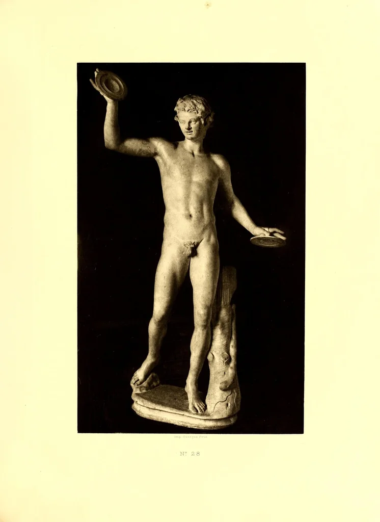 An illustration from Catalogue des objets d'art et de haute curiosite de l'antiquite, du moyen age, de la renaissance et autres faiences italienneres emaillees des Robbia, porcelaines de saxe, iboires - objets varies - bijoux, bois sculptes, marbres, pierres, terres cuites, bronzes Italiens, sculptures Egyptinnes et Grecques en marbre, terres cuites et bronzes greos et romains, faiences orientales: importante serie de rhages, manuscrits persans, sculptures et peintures Chinoises bronze de mossoul, tableaux anciens .., 1914, leaf 41