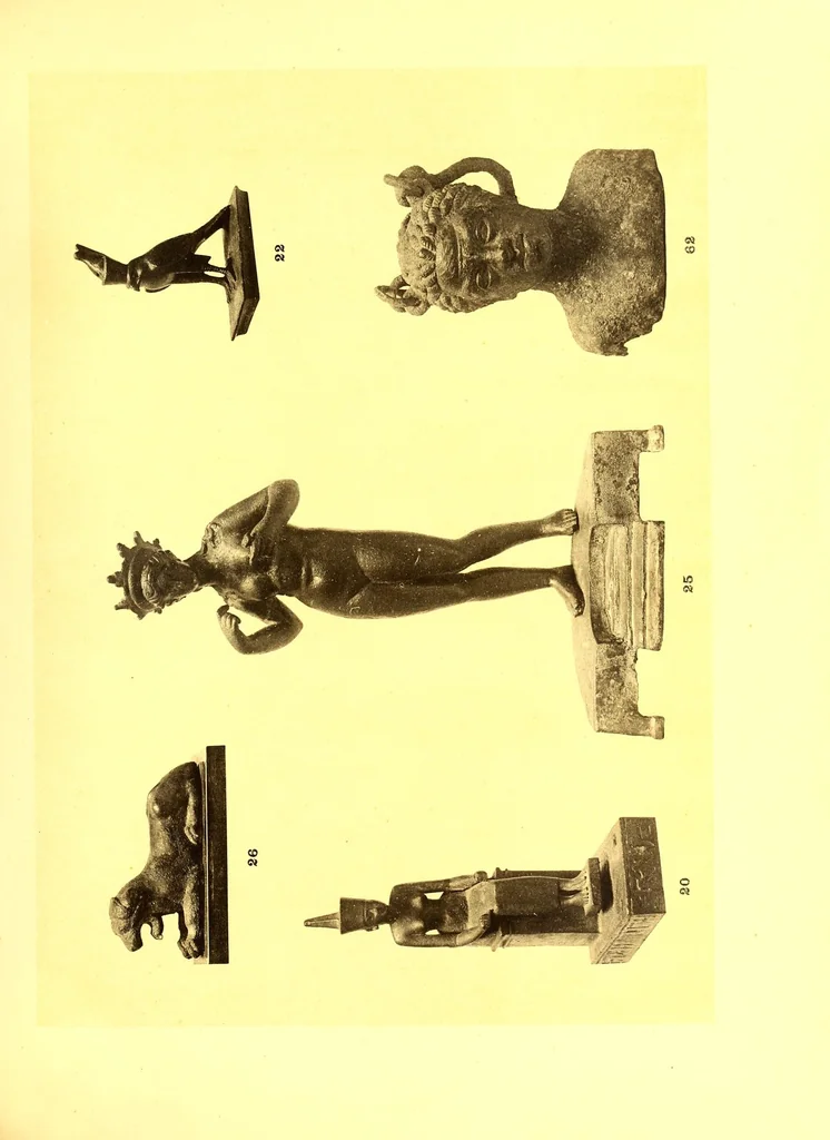 An illustration from Catalogue des objets d'art et de haute curiosite de l'antiquite, du moyen age, de la renaissance et autres faiences italienneres emaillees des Robbia, porcelaines de saxe, iboires - objets varies - bijoux, bois sculptes, marbres, pierres, terres cuites, bronzes Italiens, sculptures Egyptinnes et Grecques en marbre, terres cuites et bronzes greos et romains, faiences orientales: importante serie de rhages, manuscrits persans, sculptures et peintures Chinoises bronze de mossoul, tableaux anciens .., 1914, leaf 65