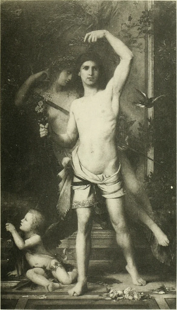 An illustration from Catalogue des tableaux modernes ... sculptures ... tableaux anciens ... tapis-series ... de Ferrare (Italie) 16e siècle ... provenant de la collection de feu Madame A.C... d'A... dont la vente aux enchères ... 14 mai 1920, 1920, leaf 36