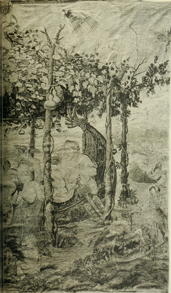 An illustration from Catalogue des tableaux modernes ... sculptures ... tableaux anciens ... tapis-series ... de Ferrare (Italie) 16e siècle ... provenant de la collection de feu Madame A.C... d'A... dont la vente aux enchères ... 14 mai 1920, 1920, leaf 78