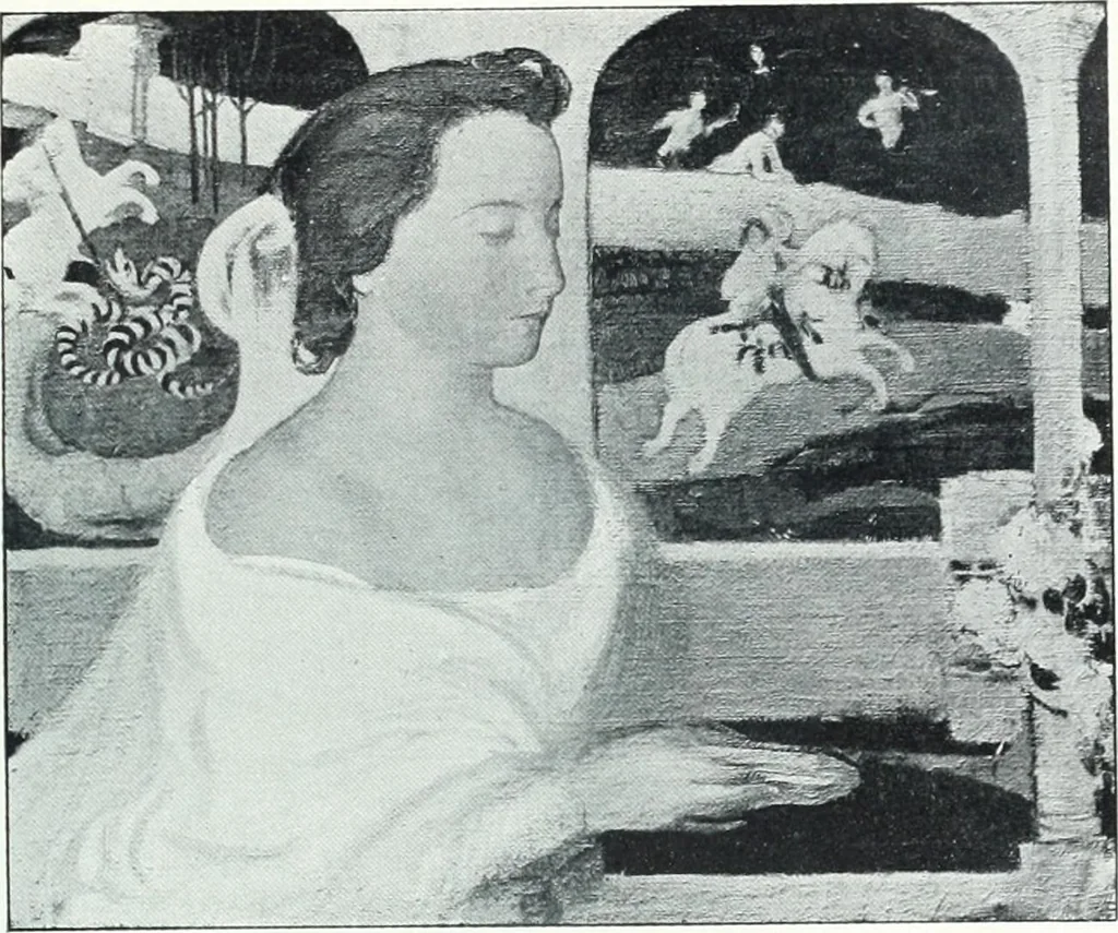 An illustration from Catalogue des tableaux modernes, aquarelles, pastels, dessins, sculptures, objets d'art, composant la collection de m. Arsène Alexandre et dont la vente aura lieu à Paris, Galerie Georges Petit ... les ... 18 et ... 19 mai 1903 .., 1903, leaf 32