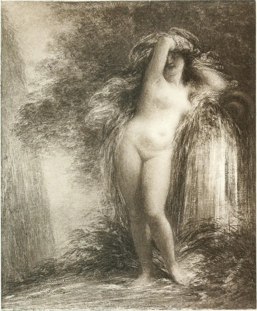 An illustration from Catalogue des tableaux modernes, aquarelles, pastels, dessins, sculptures, objets d'art, composant la collection de m. Arsène Alexandre et dont la vente aura lieu à Paris, Galerie Georges Petit ... les ... 18 et ... 19 mai 1903 .., 1903, leaf 36