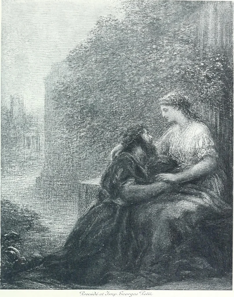 An illustration from Catalogue des tableaux modernes, aquarelles, pastels, dessins, sculptures, objets d'art, composant la collection de m. Arsène Alexandre et dont la vente aura lieu à Paris, Galerie Georges Petit ... les ... 18 et ... 19 mai 1903 .., 1903, leaf 40