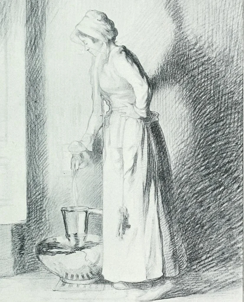An illustration from Catalogue des tableaux modernes, aquarelles, pastels, dessins, sculptures, objets d'art, composant la collection de m. Arsène Alexandre et dont la vente aura lieu à Paris, Galerie Georges Petit ... les ... 18 et ... 19 mai 1903 .., 1903, leaf 90
