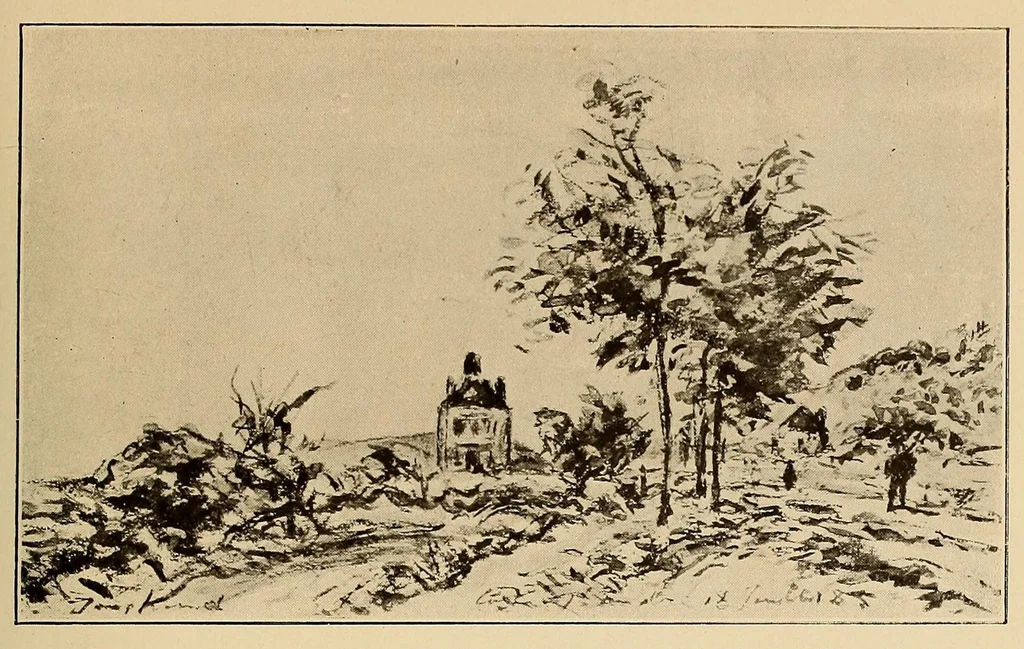 An illustration from Catalogue des tableaux modernes : aquarelles, pastels, dessins par Barye ... [et al.] : composant la collection de M. Hazard (première partie), 1919, leaf 283