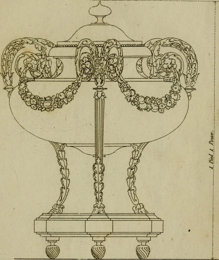 An illustration from Catalogue des vases, colonnes, tables de marbres rares, figures de bronze ... & autres effets importants qui composent le cabinet de feu M. le duc d'Aumont, 1782, leaf 180