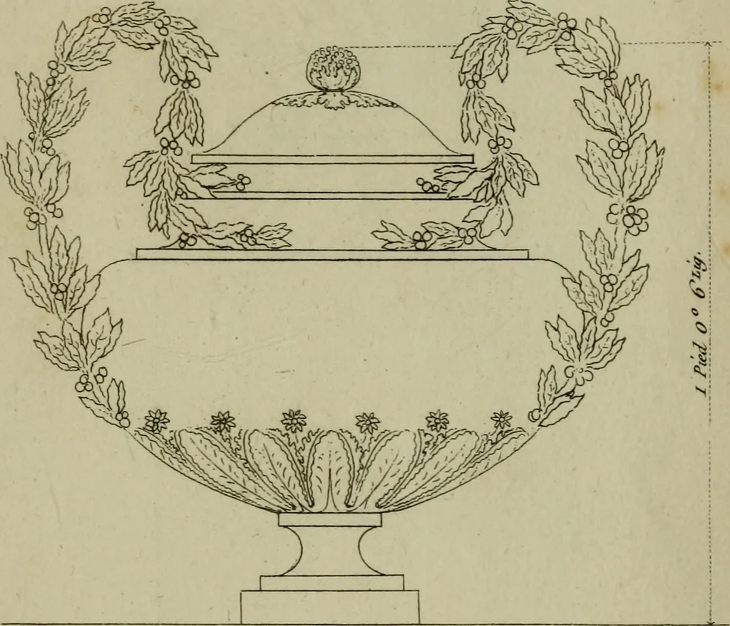 An illustration from Catalogue des vases, colonnes, tables de marbres rares, figures de bronze ... & autres effets importants qui composent le cabinet de feu M. le duc d'Aumont, 1782, leaf 184