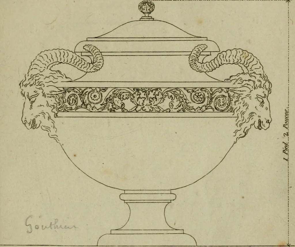 An illustration from Catalogue des vases, colonnes, tables de marbres rares, figures de bronze ... & autres effets importants qui composent le cabinet de feu M. le duc d'Aumont, 1782, leaf 192