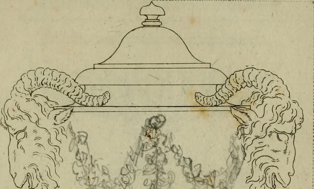 An illustration from Catalogue des vases, colonnes, tables de marbres rares, figures de bronze ... & autres effets importants qui composent le cabinet de feu M. le duc d'Aumont, 1782, leaf 202
