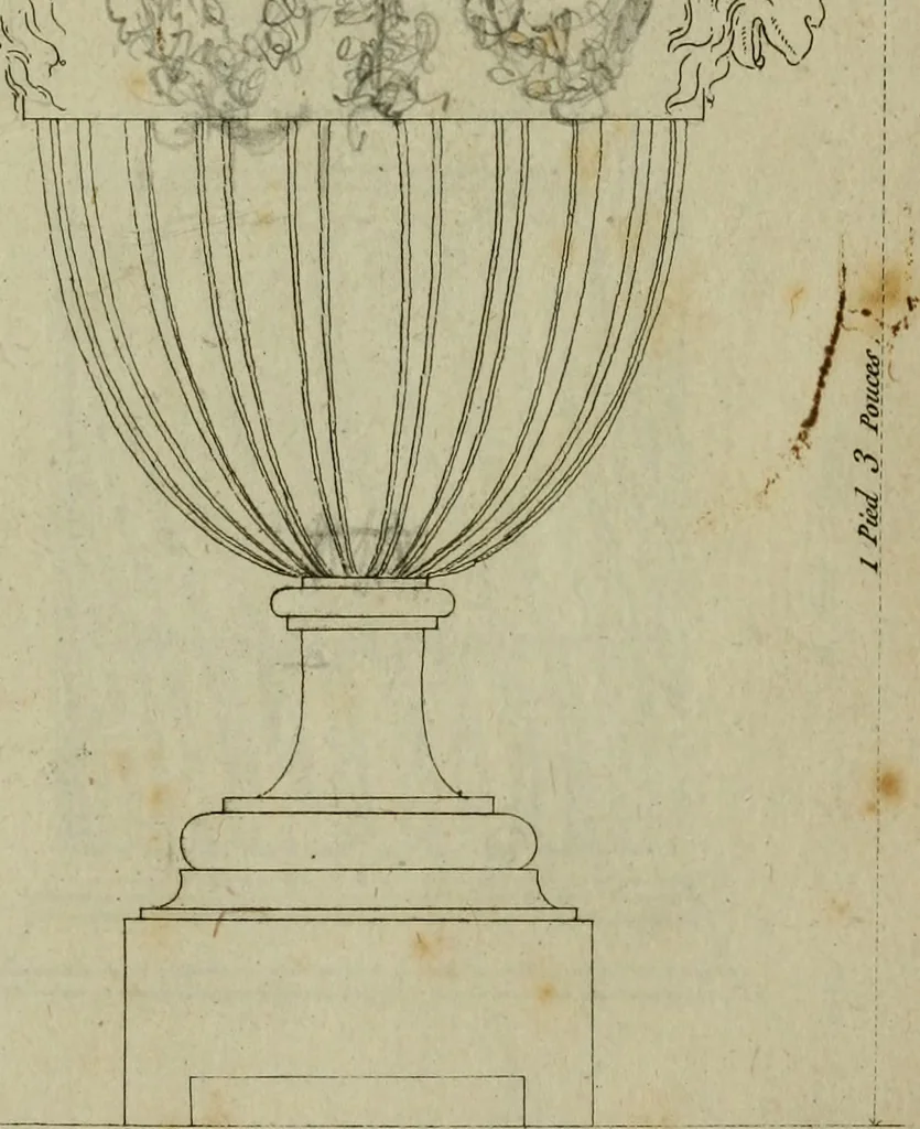 An illustration from Catalogue des vases, colonnes, tables de marbres rares, figures de bronze ... & autres effets importants qui composent le cabinet de feu M. le duc d'Aumont, 1782, leaf 202