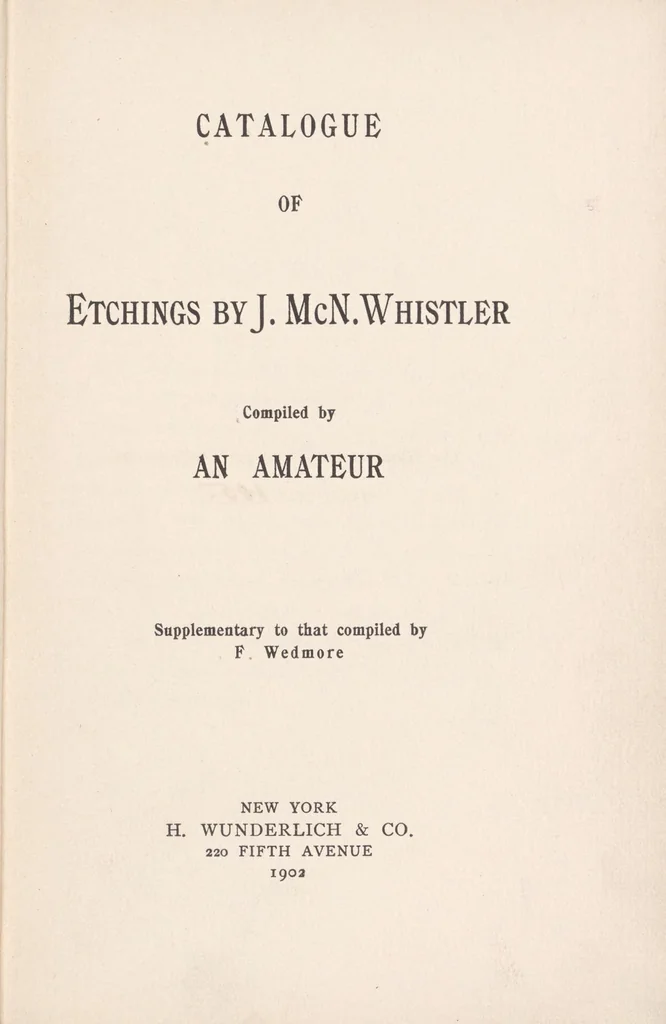An illustration from Catalogue of etchings by J. McN. Whistler : supplementary to that compiled by F. Wedmore, 1902, leaf 7