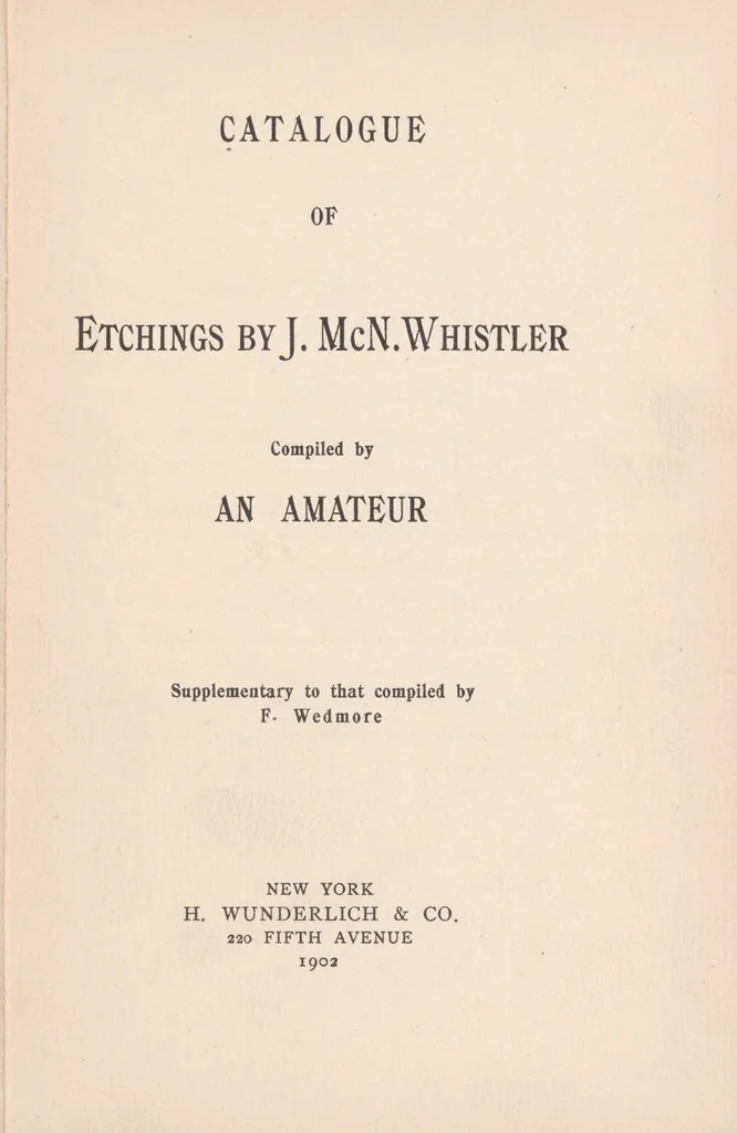 An illustration from Catalogue of etchings by J. McN. Whistler : supplementary to that compiled by F. Wedmore, 1902, leaf 7